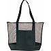 Deluxe Zippered Mesh Shopping School Tote Bag- Black