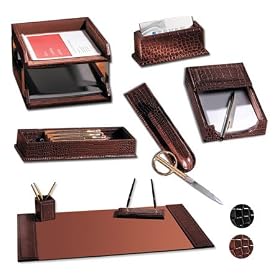 Millennium Leather Deluxe Croce Leather 9-Piece Desk Set CC