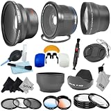 Essential Lens and Filter Kit for CANON Rebel (T3i T3 T2 T2i T1i XT XTi XSi XS), CANON EOS (1000D 1100D 600D 550D 500D 450D 400D 350D 300D 7D 60D) - Includes: 58mm Professional .40x Super Wide Fisheye Lens + 0.43x Wide Angle and 2.2x Telephoto High Definition Lenses + Macro Close up Set (+1+2+4+10) + Hard Tulip Flower Lens Hood + Collapsable Soft Rubber Lens Hood + Center Pinch Lens Cap + Filter Kit (UV, Polarizer, Neutral Density ND8) + 2 Graduated Color Filters (Warming, Blue) + Flash Diffuser Set + Lens Cleaning Pen + Deluxe Cleaning Kit + 3 Premium MagicFiber Microfiber Cleaning Cloth and Cleaning Cloth Keychain