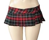 Sexy School Girl Mini Skirt in Dark Red and Green Plaid Junior Size Adult