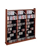 IMAGE OF High Capacity Triple Width Multimedia Storage Rack in Cherry and Black Finish