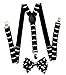 Premium Quality 1 Inch Suspender & 4.5 Inch Bowtie Combo Set, Mens Womens Unisex