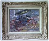 Buggy with a Grey Canopy, 1987 Original Oil Painting on Board By Carmel Art Association Artist Victor Di Gesu (1914-1988) - Framed Artwork