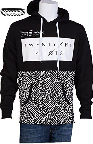 Hip Hop Honor Twenty One Pilots Band Logo Printed Half Pattern Pullover Hoodie (XS, Black 1)