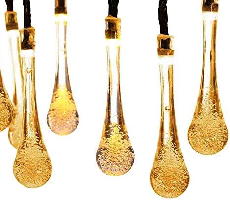 Nanomall 24.6Ft 8 Modes Christmas Lights with 40 LED Water Drops, Waterproof Outdoor Solar String Lights for Decorating Patio, Garden, Lawn, Porch, Fences, Yard, Xmas Trees and Holiday, Warm White