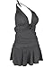 Hilor Women's Retro Plus Size Pin UP Ruched Skirted Polka Dots Monokini SwimSuit