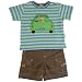 le top kids Gone Fishinâ Stripe Shirt & Brown Twill Short (Infant) Summer Sky