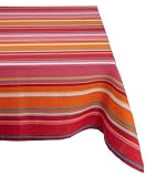 DII Flower Fiesta Bright Stripe Tablecloth, 60-Inch by 84-Inch
