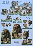 A4 3D step by step Le Suh decoupage sheet - lions and tigers