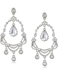 Betsey Johnson "Stone & Pearl" Teardrop Chandelier Drop Earrings