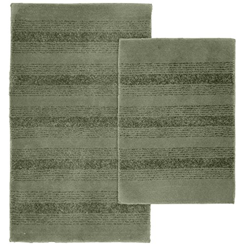 Garland Rug 2-Piece Essence Nylon Washable Bathroom Rug Set, Deep Fern