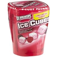 Ice Breakers Ice Cubes Raspberry Sorbet Sugar Free Gum, 40-Count Pieces (Pack of 8)
