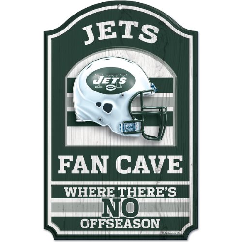 NFL New York Jets 11-by-17 inch Fan Cave No Offseason Wood Sign