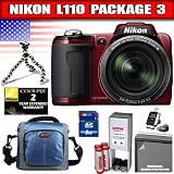 Nikon Coolpix L110 12.1MP Digital Camera with 15x Wide Angle Optical Vibration Reduction (VR) Zoom and 3.0 LCD (Red) Package 3