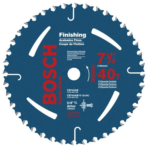 Bosch CB740AB 7-1/4-Inch 40 Tooth ATB Finishing Saw Blade with 5/8-Inch and Diamond Knockout Arbor