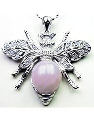 Candygem 1.30 Inches Large Queen Bee Pendant and 7.00 Cts. Pink Agate By Venezia Designs. Free Gift Box.