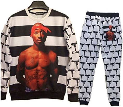 Tracksuits Men/women Jogger Sweatshirt 3d Tupac Shirt and Pants 2pac Tracksuits (M)