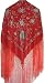 Silk Embroidery Piano Shawl: Red with Silver Flamenco Floral 63x63
