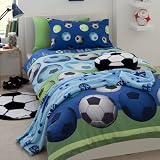 Football Duvet Cover Set in Blue Size: Single