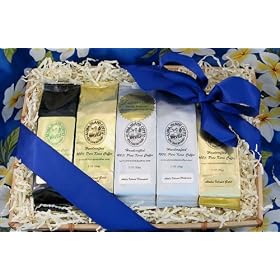 Aloha Island Famous Kona Hawaiian Coffee Sampler, Blue Satin Ribbon, Perfect for Hanukkah... by Aloha Island Coffee