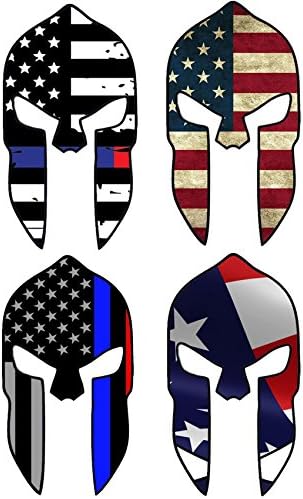 4 different Style US Flag Spartan Vinyl Sticker ใ4"x2.2"/3M material