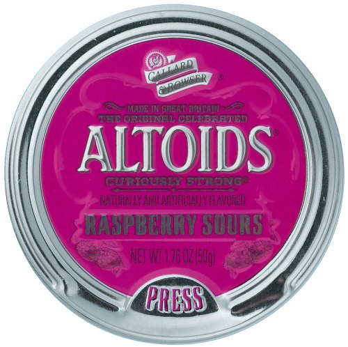 Altoids Curiously Strong Raspberry Sour Candy, 1.76-Ounce Tins (Pack of 16) by Altoids