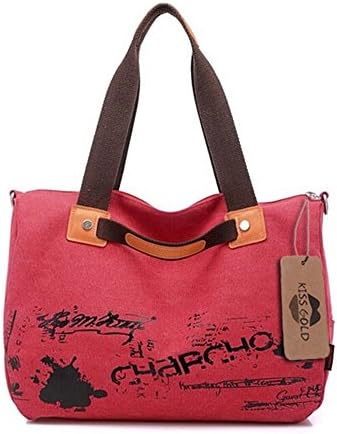 KISS GOLD Simple Cool Canvas Shoulder/Crossbody Bag(Red)