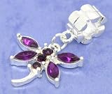 Divine Beads Purple Rhinestone Dragonfly Charm Bead by Divine Beads © Simply Slides on & Slides off your Bracelets and necklaces. Fits Pandora, Biagi, Tedora, Chamilia, Bacio, Troll and other European style charms & beads bracelets