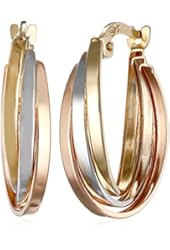 14k Gold Tri-Color Triple Hoop Earrings