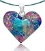 Sterling Silver Dichroic Glass Translucent Multi-Color Double Heart-Shaped Pendant on Stainless Steel Wire, 18