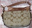 Coach Khaki w/Rosegold Signature Zoe Hobo 12657