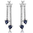 One of a Kind 14K White Gold 1 1/5ctw Blue Sapphire & Diamond Dangle Earrings (GH/VS-SI)