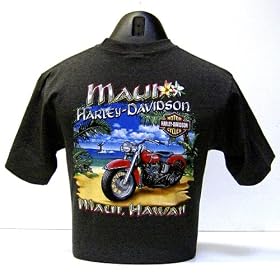 Maui Harley-Davidson Red Motorcycle Charcoal Heather T-Shirt