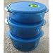 Tupperware Vent N Serve Micro Round 3 Bowl Set NEW Blue
