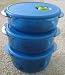 Tupperware Vent N Serve Micro Round 3 Bowl Set NEW Blue