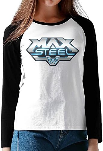 Women's Max Steel Logo Cotton Long Sleeve Raglan T-Shirt Large