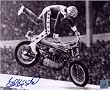 Evel Knievel Signed 8X10 Photo - Standing On Bike B&W - Authentic Celebrity Autographed