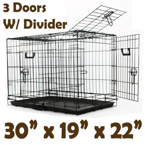 Dog Kennel 30 Inch Crate Cage 3 Doors with Divider