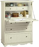 French Country Deluxe Secretary Desk, FIVE-DRAWER, ANTIQUE WHITE