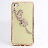 iPhone 4 4S / ラインストーン ピンクゴールド フレーム ケース ピューマ / クリーム