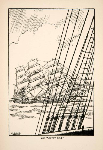 1932 Lithograph Cutty Sark Ship Sail Merchant Vessel Indian Ocean Stanley Rogers - Original Lithograph