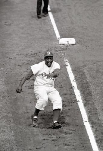 Jackie Robinson Poster, Stealing Home, Brooklyn Dodgers, Baseball Legend
