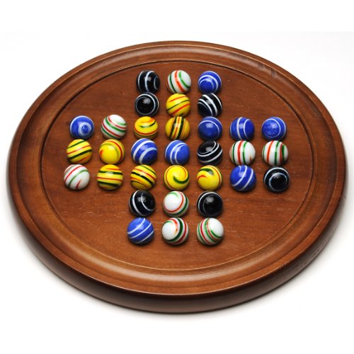 Golden Oak Stained Solitaire with Assorted Stripe Marbles - 12 in.