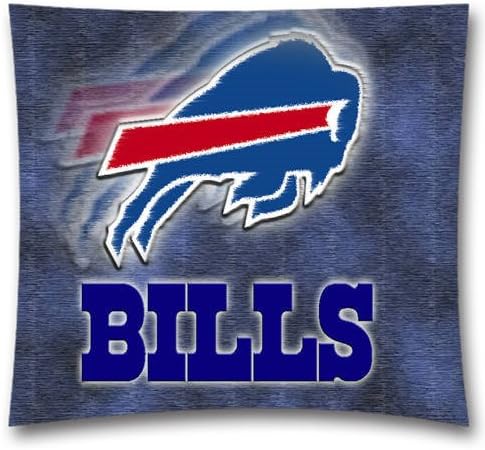 AM Personalized NFL Buffalo Bills Teams Cotton Square Decorative Throw Pillow Covers for Couch Sofa and Bed 18x18 Inch (45x45 cm) Footbal Theme 286