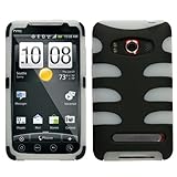 MyBat HTC EVO 4G Fishbone Phone Protector Cover - Rubberized Black/T-Clear