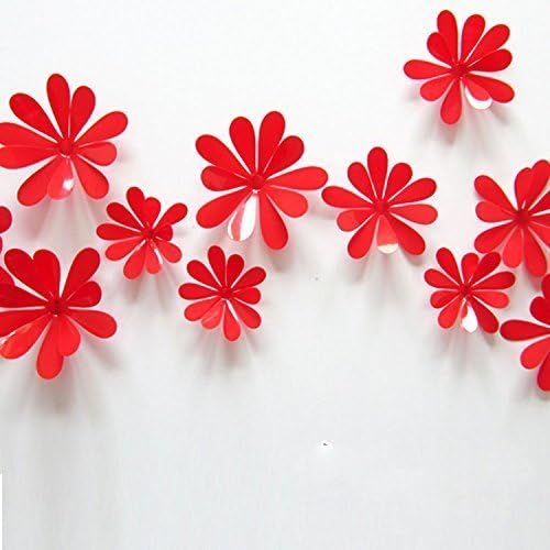 Blogger 3D Flower Wall Sticker Three-dimensional 12 Pcs Wall Decal Art Home Decoration Removable Sticker Mural DIY Decor as Mirror