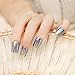 24pcs Fashion Style Symphony Shell Color Blue Metal Shine Bent Lady Artificial False Nail Tips Z089