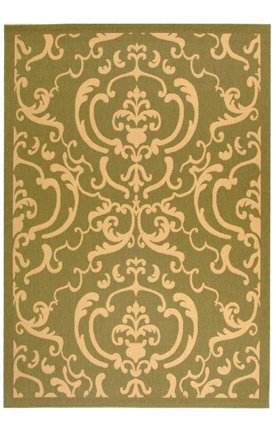 Safavieh Courtyard Collection CY2663-1E06 Olive and Natural Indoor/Outdoor Square Area Rug, 6-Feet 7-Inch