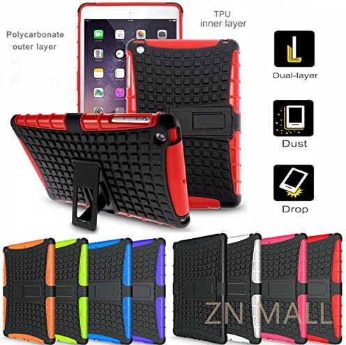 iPad Air Case,iPad 5 Case,iPad Air Case Cover[Anti-slip][Shock-Absorption][High Impact Resistant ]Dual Layer Rugged Hybrid Protective Case Cover With Kickstand for iPad Air (Red)