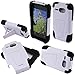 Fincibo (TM) Hybrid Dual Layer Protector Cover Case Gel Silicone With Stand For Kyocera Event C5133 - White/ Black
